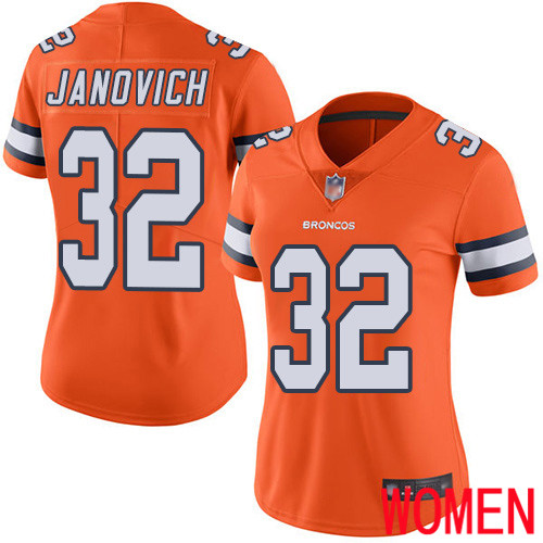Women Denver Broncos #32 Andy Janovich Limited Orange Rush Vapor Untouchable Football NFL Jersey->women nfl jersey->Women Jersey